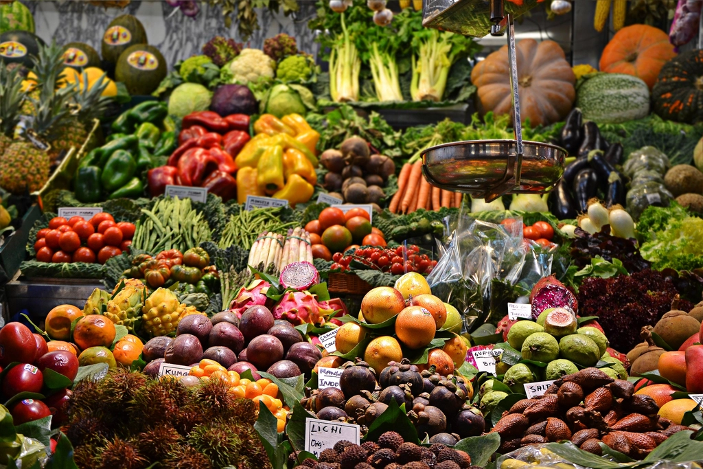 Colorful fruit and vegetables market