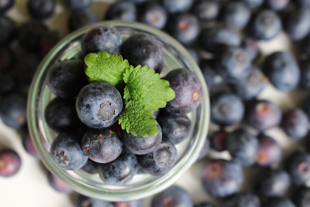 Closeup blueberries jar